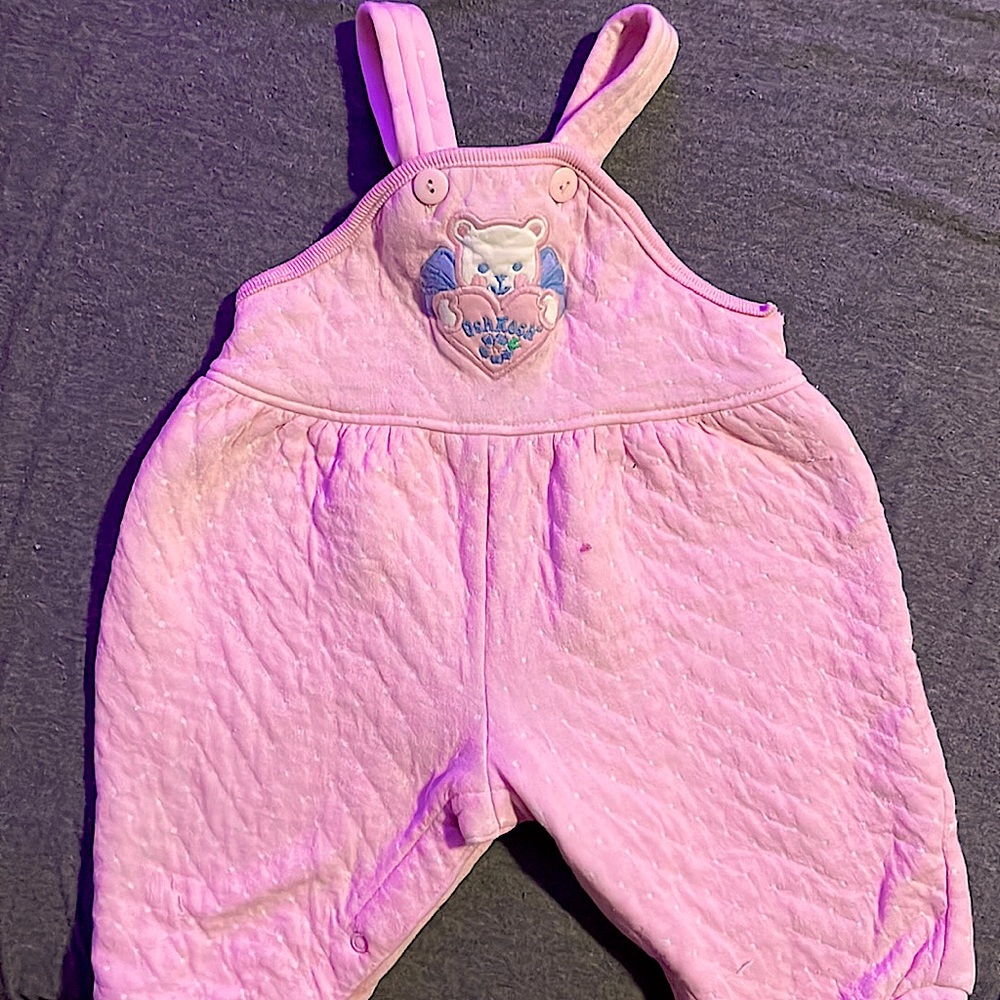 Pink Oshkosh cotton overalls/size 6-9 months